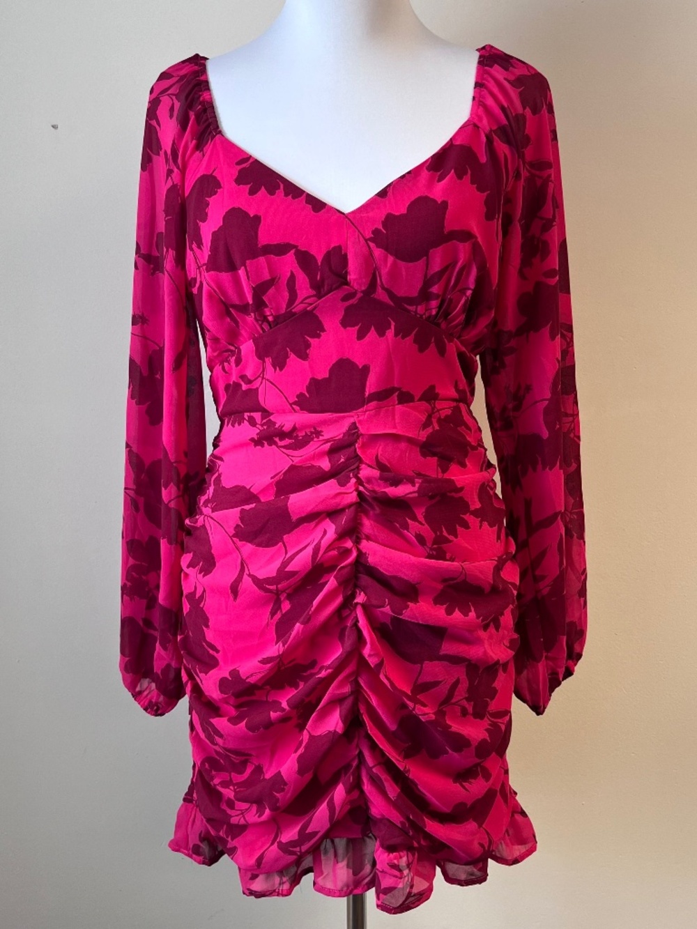 LUSH Ruched Floral Mini Dress
